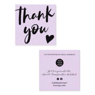 Modern script font black purple order thank you square