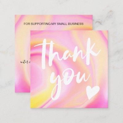 Modern script font rainbow marble bright thank you square