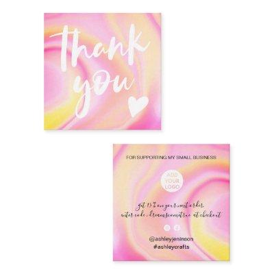 Modern script font rainbow marble bright thank you square