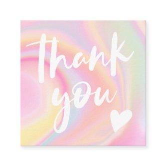 Modern script font rainbow marble pastel thank you square