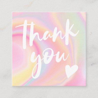 Modern script font rainbow marble pastel thank you square