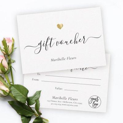 Modern Script Gold Logo Gift Voucher Certificate