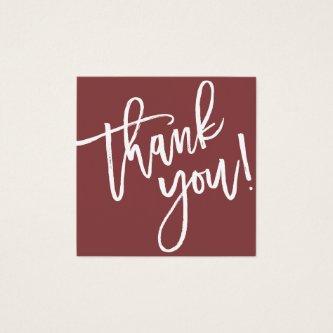 Modern script handwriting thank you burgundy red