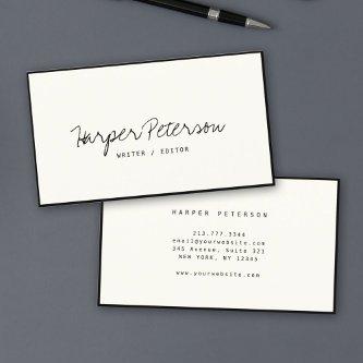 Modern Script Handwritten Black Ivory Chic Stylish