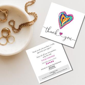 modern script heart thank you for your order squar square