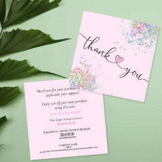 modern script holographic thank you for your order square