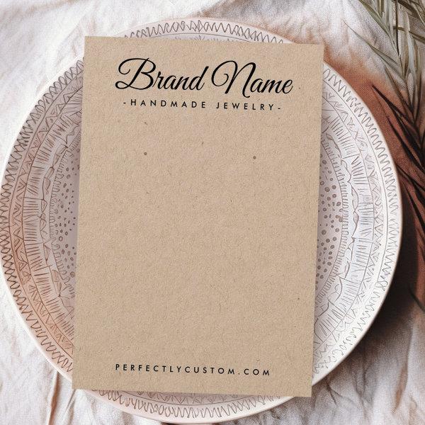 Modern script Kraft paper earring display card