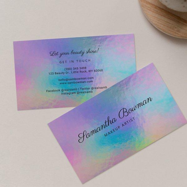 Modern Script Makeup Artist Faux Holographic