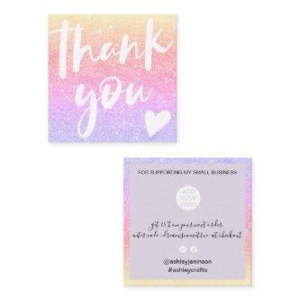 Modern script mermaid glitter gold thank you square