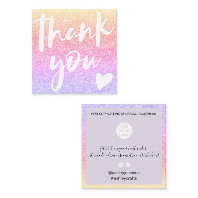 Modern script mermaid glitter gold thank you square
