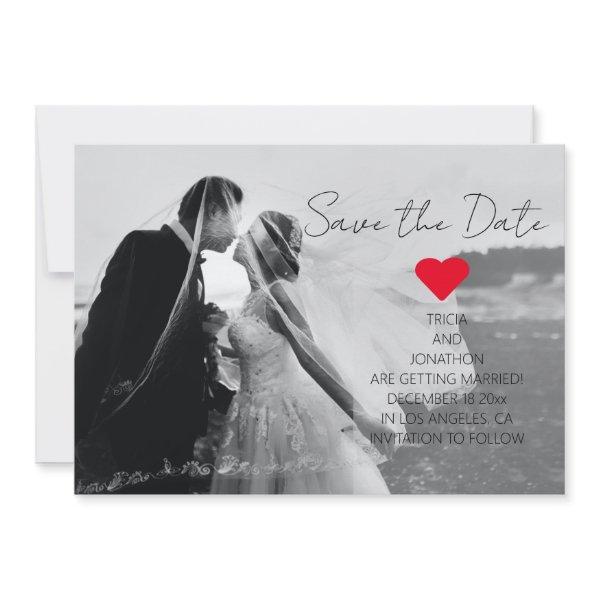 Modern Script Photo QR Code Wedding Add Name Date  Save The Date