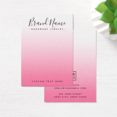 Modern script pink gradient earring display card