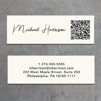 Modern Script Professional QR Code Cream Mini