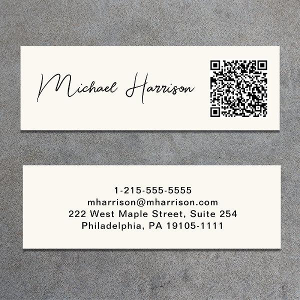 Modern Script Professional QR Code Cream Mini