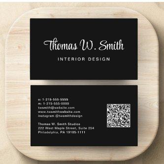 Modern Script QR Code Black
