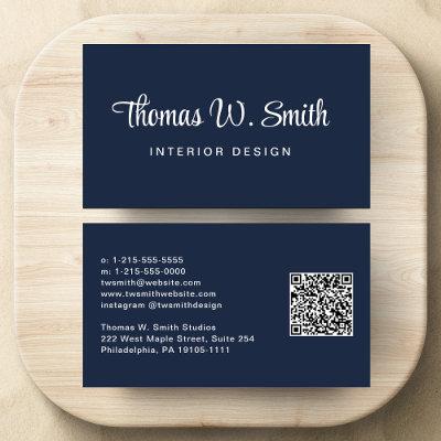 Modern Script QR Code Blue