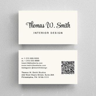 Modern Script QR Code Cream