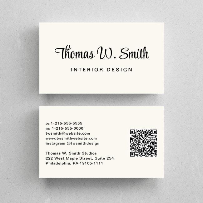 Modern Script QR Code Cream