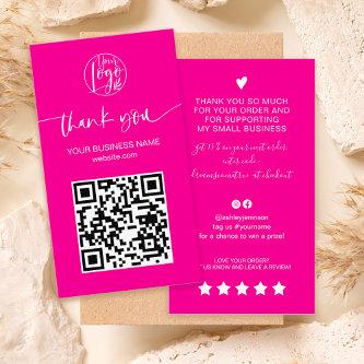 Modern script QR code hot pink order thank you