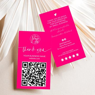 Modern script QR code neon pink order thank you