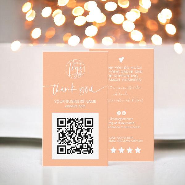 Modern script QR code peach order thank you