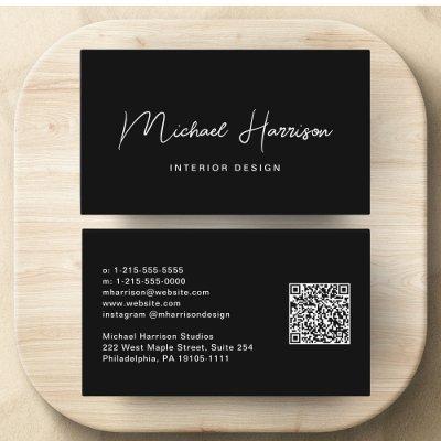 Modern Script QR Code Professional Black