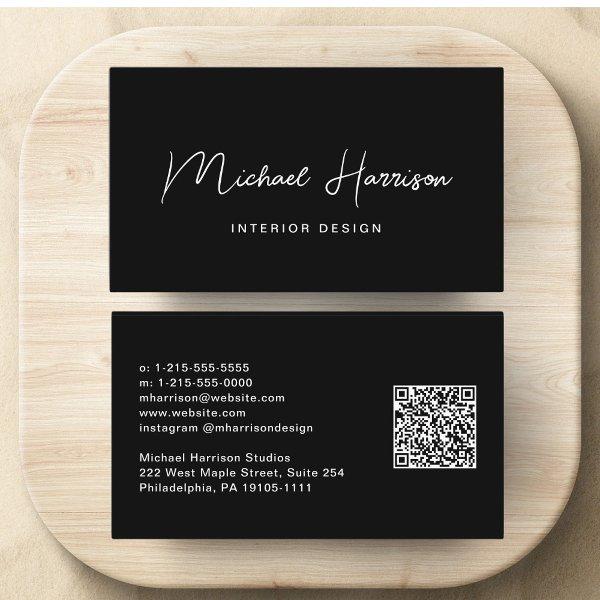 Modern Script QR Code Professional Black