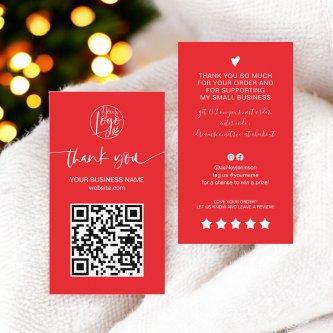 Modern script QR code red order thank you