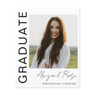 Modern Script Vertical Photo Grad Invitation Card Flyer