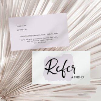 Modern Script Watercolor Refer a Friend Referral Card