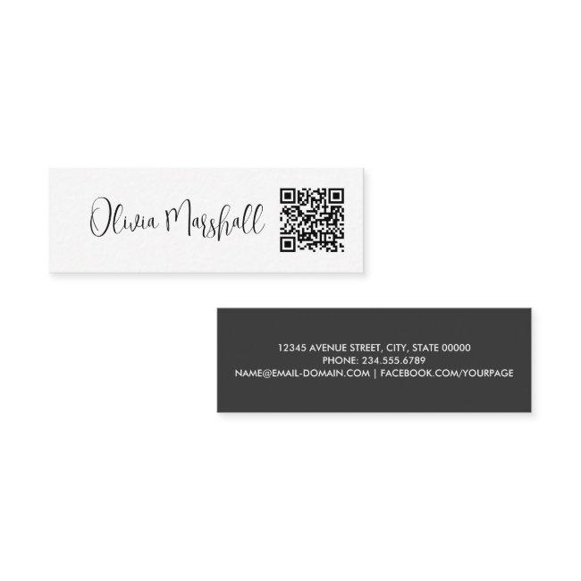 Modern Script White Black Minimalist QR CODE Mini