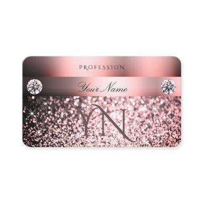 Modern Shimmery Pink Gradient and Monogram Glitter