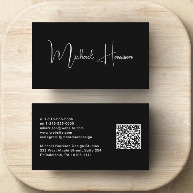 Modern Signature Script QR Code Professional Black