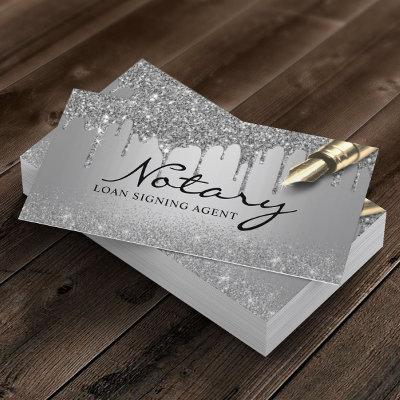 Modern Silver Drips Notary Loan Signing Agent
