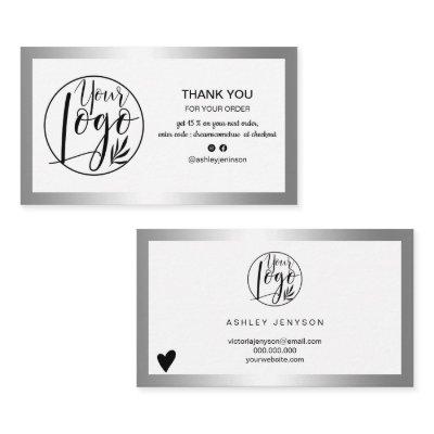 Modern silver foil logo order thank you