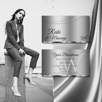 Modern Silver Glamorous with Initials Stylish