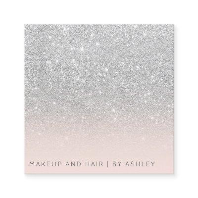 Modern silver glitter ombre makeup professional square