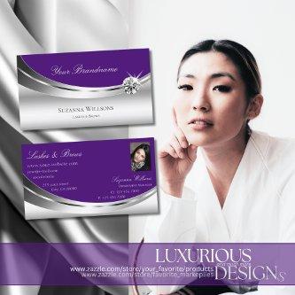 Modern Silver Royal Purple with Photo and Diamond