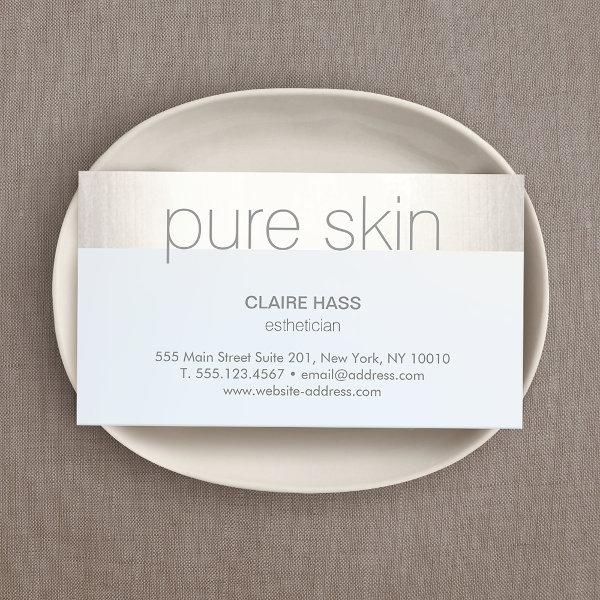 Modern Silver Stripe Light Blue Esthetician Spa