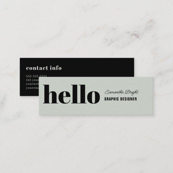 Modern Simple Black and Alabaster Hello  Business  Mini
