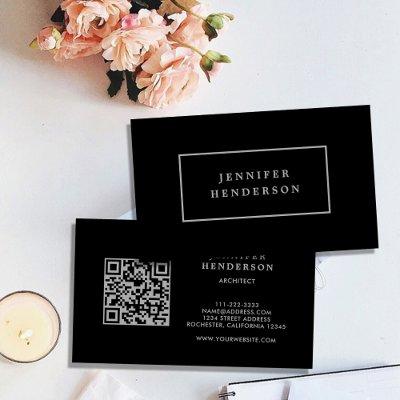 Modern simple black gray QR code professional