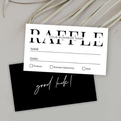 Modern Simple Black & White Business Raffle Ticket