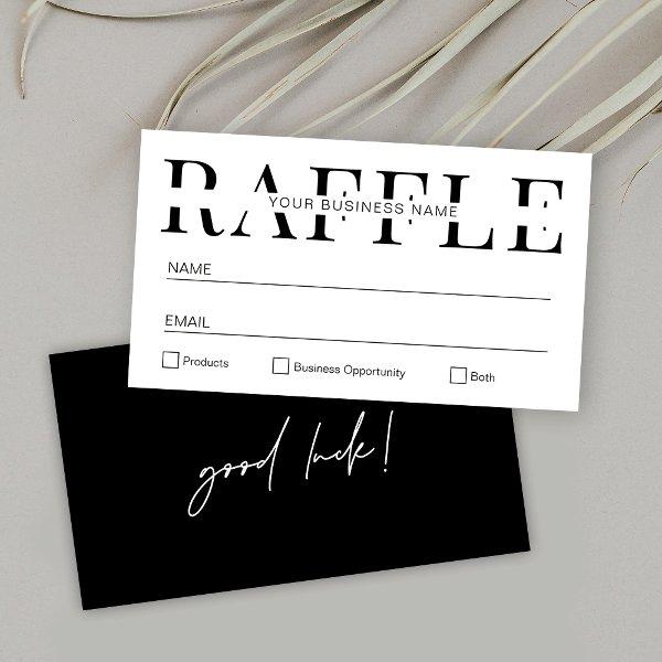 Modern Simple Black & White Business Raffle Ticket