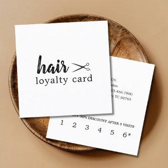 Modern Simple Black White Hair Salon Loyalty Card