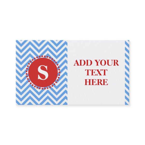 Modern Simple Blue Chevron Pattern Monogram