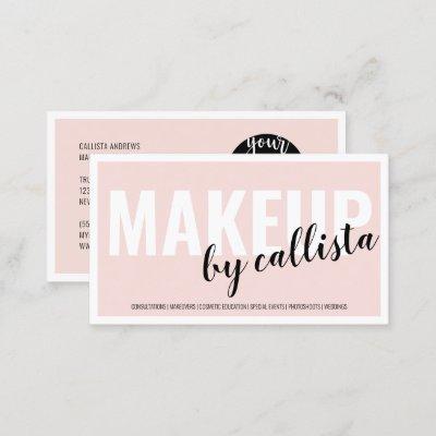 Modern Simple Blush Pink Border Logo Makeup Artist