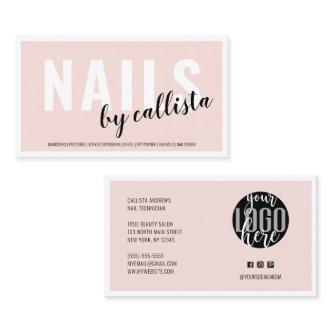 Modern Simple Blush Pink Border Logo Nail Tech