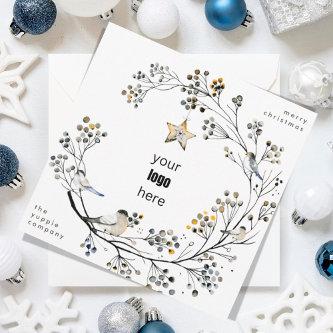 Modern Simple Christmas Organic Business no photo Holiday Card