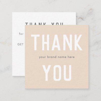 Modern Simple Cream Thank You Small Business  Discount Card