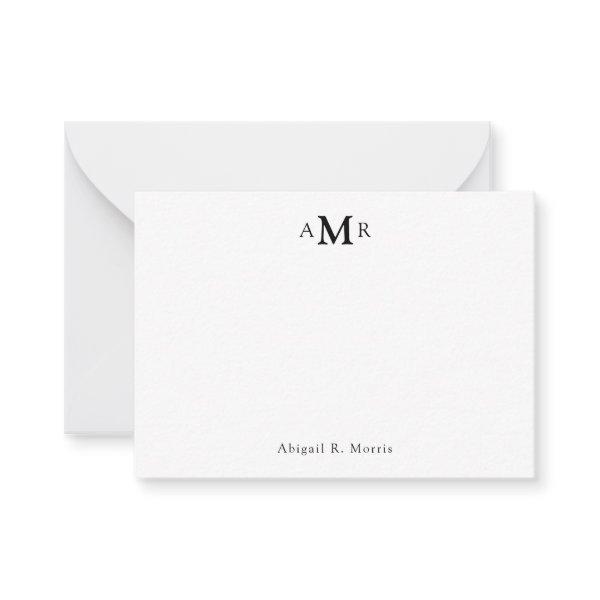 Modern Simple Elegant 3 Monogram Initial Business Note Card